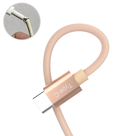 Emerald Gold 6FT USB Type C Braided Fast Charging Cable EE-AC6-GLD